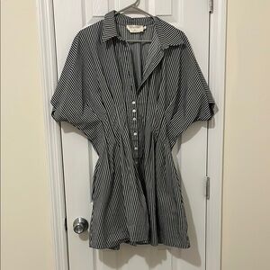 Anthropologie Black and White Striped Mini Dress